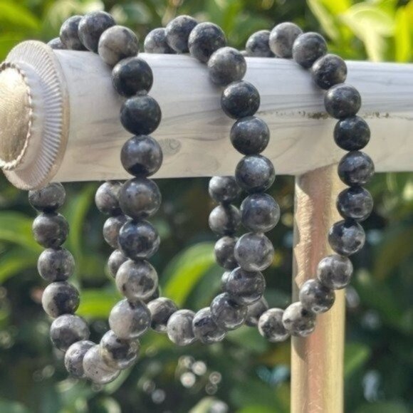 8mm Larvikite Chakra Bead Stretch Bracelet - Picture 3 of 8